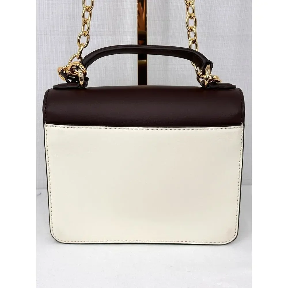 Lauren Ralph Lauren Canvas Mini Beckett Satchel Zebra Chestnut LRL Lock